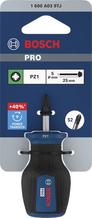 Tua vít ngắn Bosch PRO PZ1 25mm với tay cầm tiện dụng.